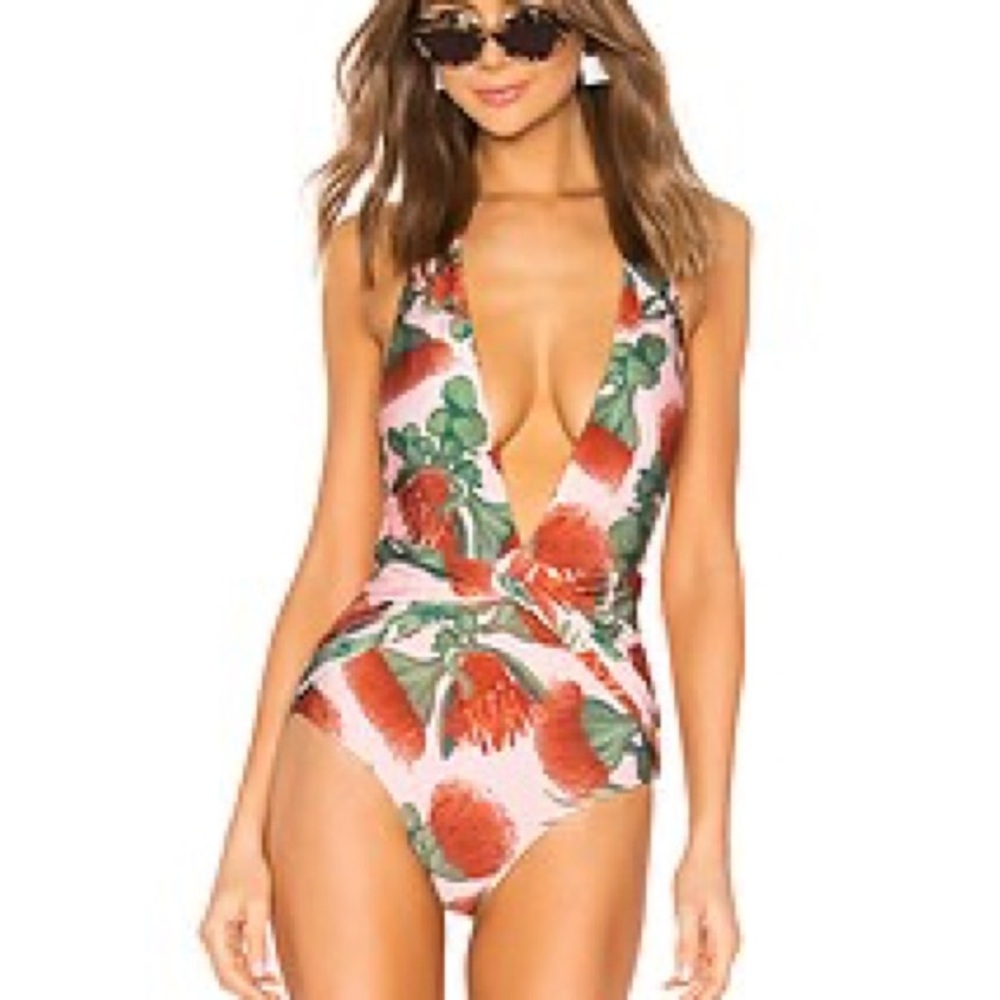 Adriana Degreas⎼NWOT Floral One Piece Pink Halter Neck Swimsuit, S